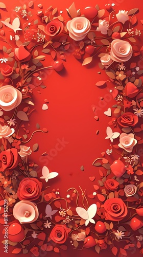 Romantic floral background with flowers and leaves. Floral background  © yusuf