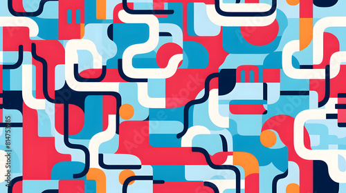 Three different figurative shapes of random items geometric shapes design poster background