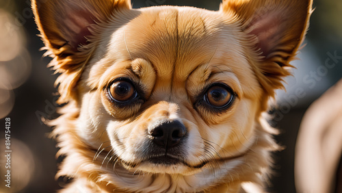 Close up portrat cute and adorable fluffy chihuahua puppy