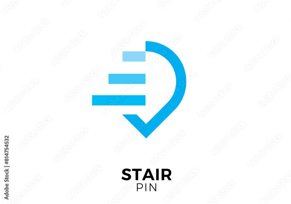 abstract pin with stair logo design vector abstract pin with stair logo design vector