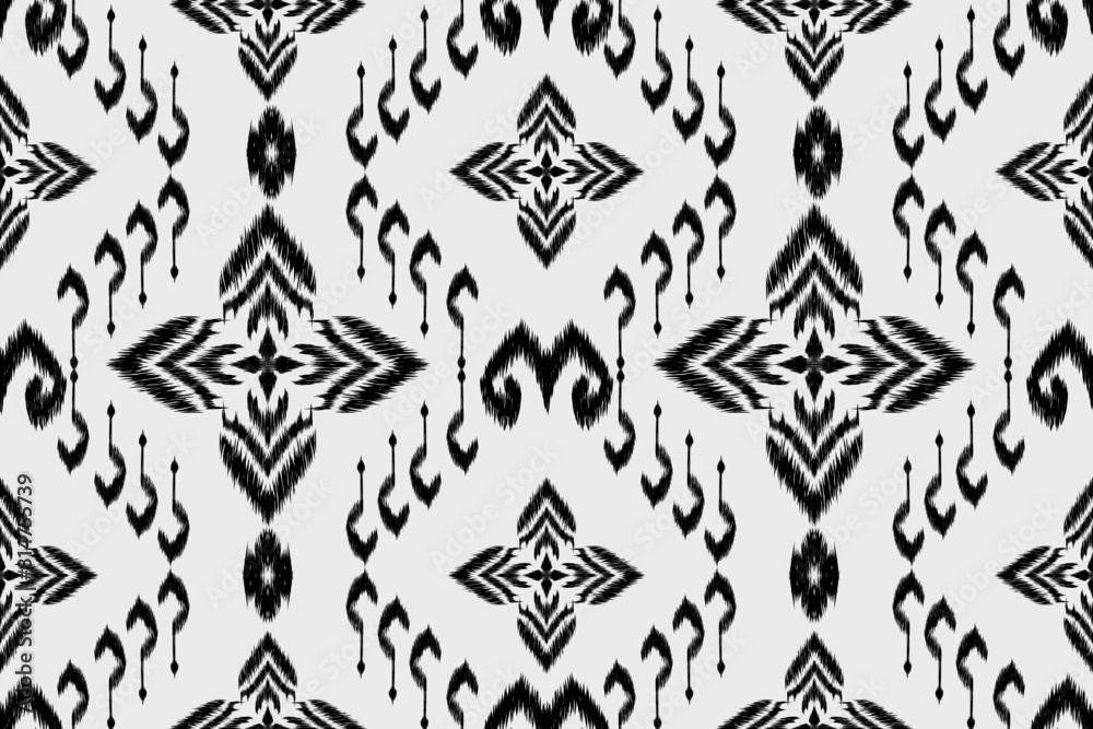 Fototapeta premium Ethnic abstract ikat art. Aztec ornament print. geometric ethnic pattern seamless. Design for background ,curtain, carpet, wallpaper, clothing, wrapping, Batik, vector illustration.