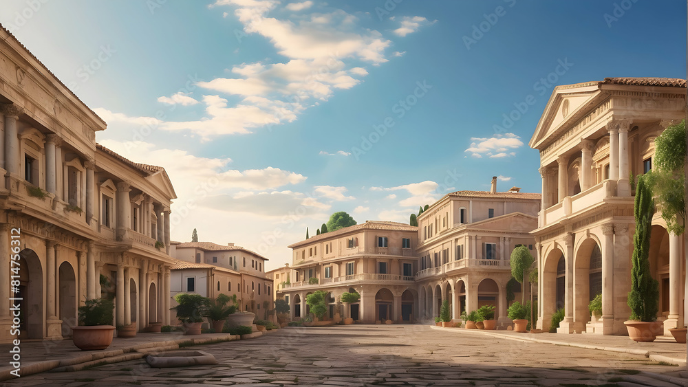 Fototapeta premium Sunny ancient Roman style courtyard