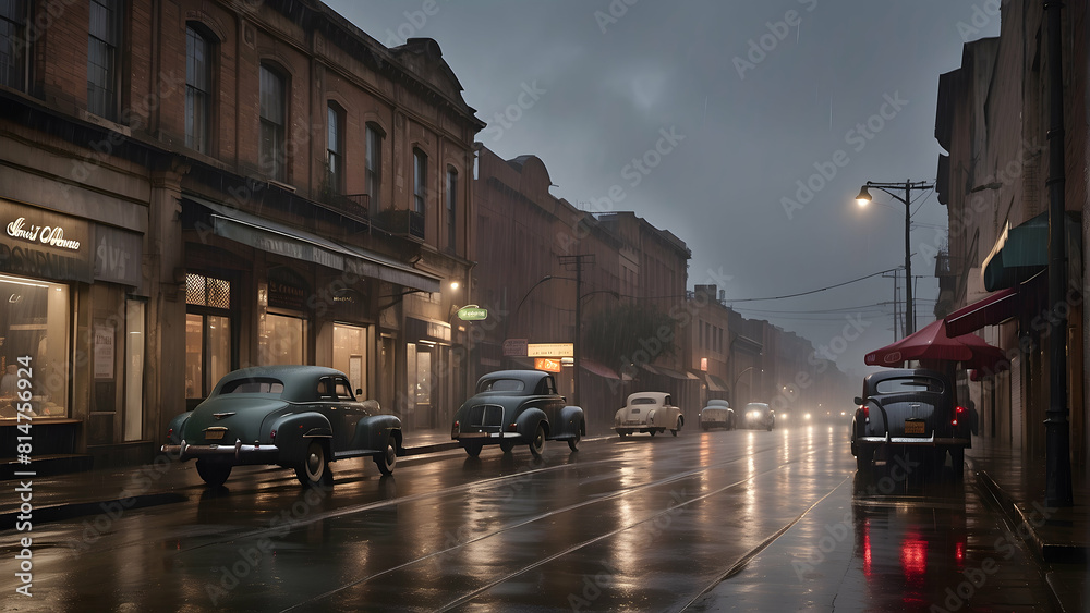 Obraz premium Moody street in the rain at night