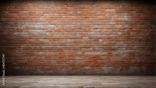 Empty space with brick wall and wooden floor