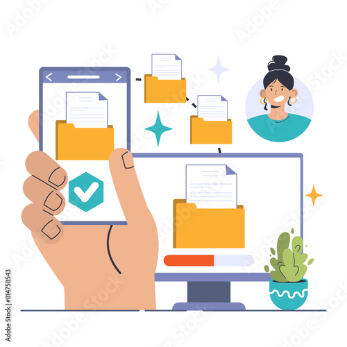 File Sharing concept. Flat vector illustration