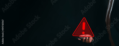 Smartphone with warning sign interface meaning for danger,caution,attention,stop,sign.