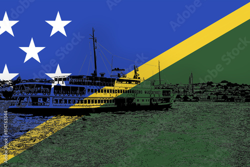 Solomon Island flag with Istanbul city, vacation in Solomon Island, Turkish culture and language