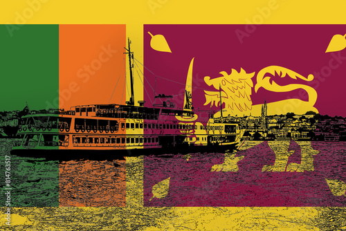 Sri Lanka flag with Istanbul city, Bahrain flag, Turkish culture and language, vacation in 