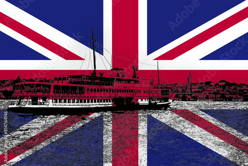 United Kingdom flag with Istanbul city, Turkish culture and language, Bahrain flag, vacation in 
