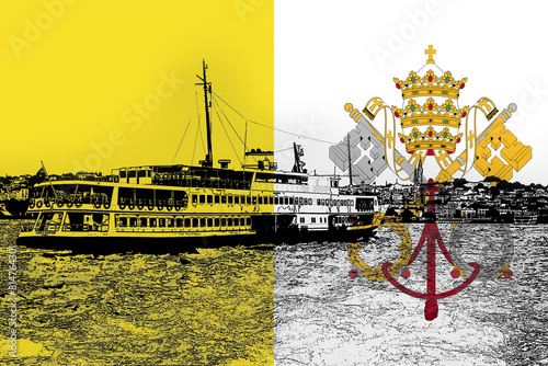 Vatican flag with Istanbul city, vacation in Vatican, Bahrain flag, Turkish culture and language