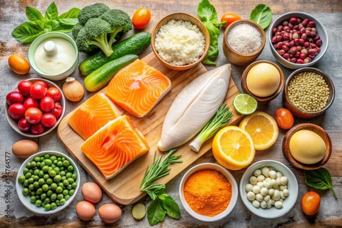 Wallpaper Mural  Healthy foods containing vitamin D. Top view Torontodigital.ca