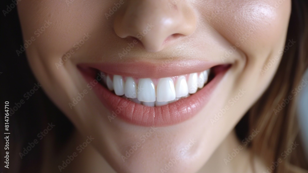 Zoomed-in smile showing teeth whitening effects. Zoomed-in smile showing teeth whitening effects.