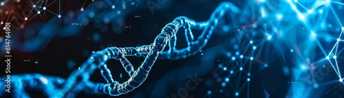 A visual metaphor showing a blockchain as a DNA double helix, illustrating the integration of genetics data and secure blockchain technology