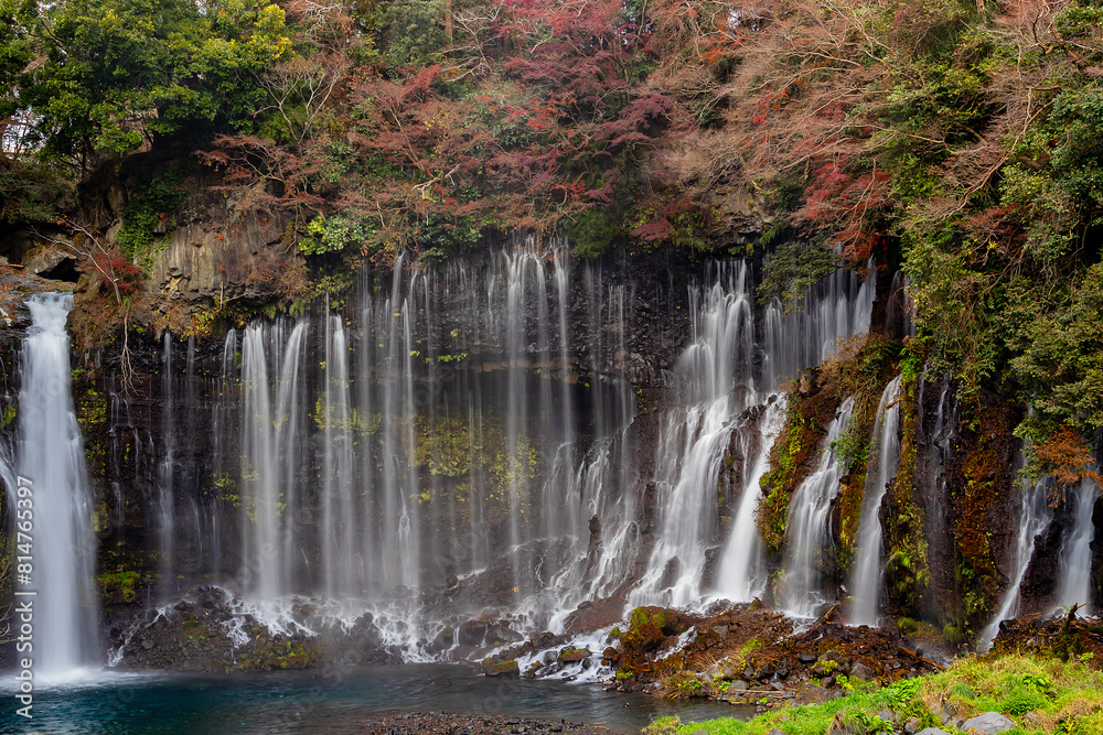 Shiraito waterfall scenery in autumn, Japan