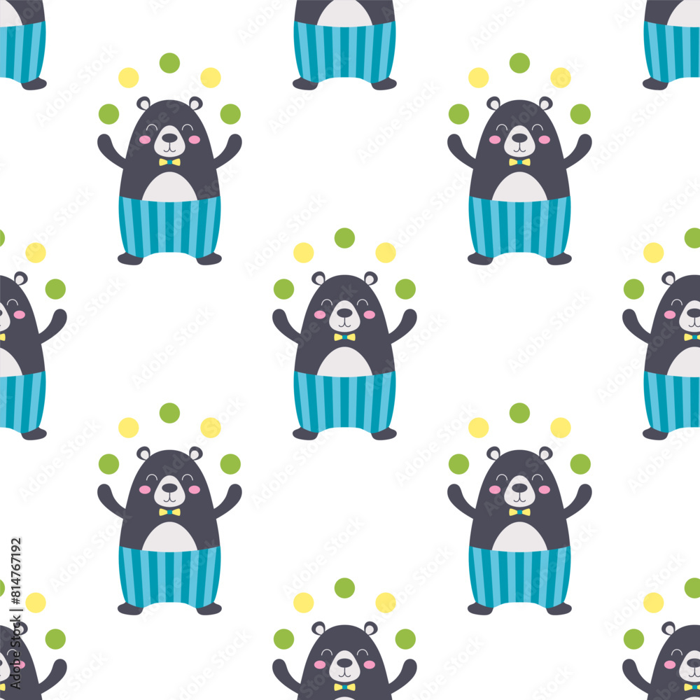Fototapeta premium seamless pattern with circus bear