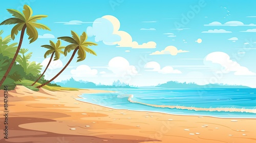 Beach-themed background  vibrant colors and serene atmosphere transport you to a place of relaxation and tranquility.