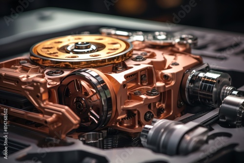 Close-up of the engine of a car. Auto service industry. photo