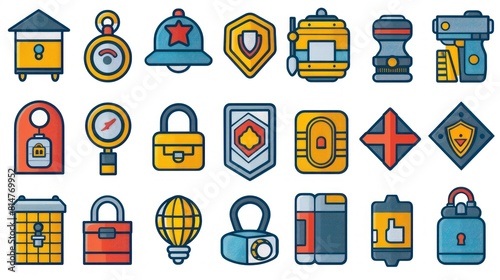 vector illustration Safety, security, protection thin line icon. For website marketing design, logo, app, template