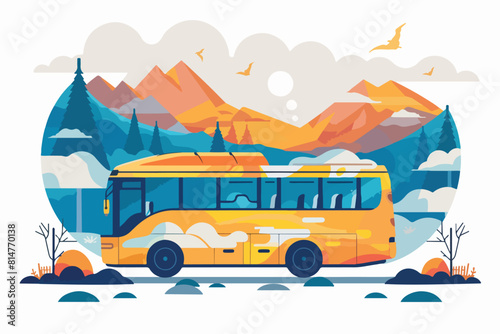 Bus illustration. Bus for transporting people. Urban and intercity mode of transport.