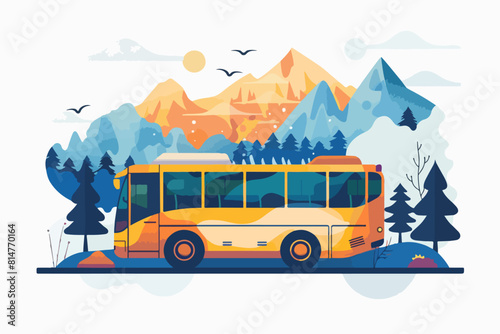 Bus illustration. Bus for transporting people. Urban and intercity mode of transport.