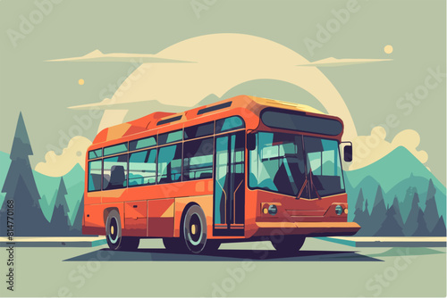 Bus illustration. Bus for transporting people. Urban and intercity mode of transport.