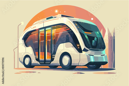 Illustration of a bus of the future. Bus for transporting people. Urban and intercity transport.