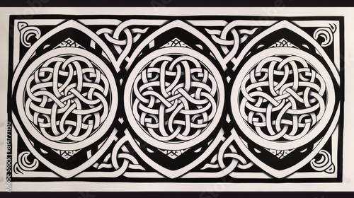 Celtic knotwork designs intricately weaving symbols of military alliances, illustrated in a detailed, traditional tattoo style