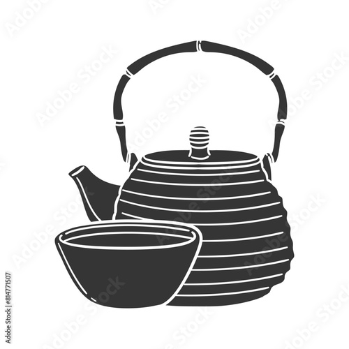 Asian Teapot Icon Silhouette Illustration. Drinks Vector Graphic Pictogram Symbol Clip Art. Doodle Sketch Black Sign.