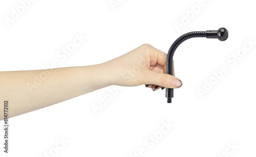 Fotografija flexible leg for ring light, flexible leg for clamp in hand, outstretched hand w