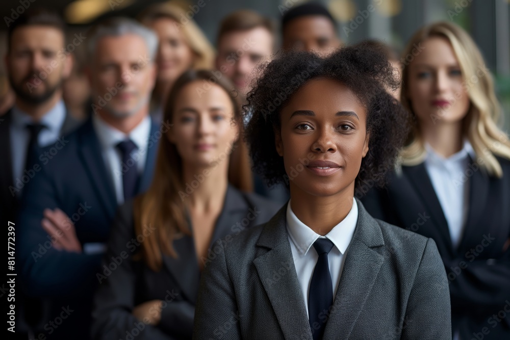 Portrait of a diverse business team led by a confident female leader, perfect for corporate profiles, leadership training materials, and diversity inclusion initiatives Portrait of a diverse business team led by a confident female leader, perfect for corporate profiles, leadership training materials, and diversity inclusion initiatives