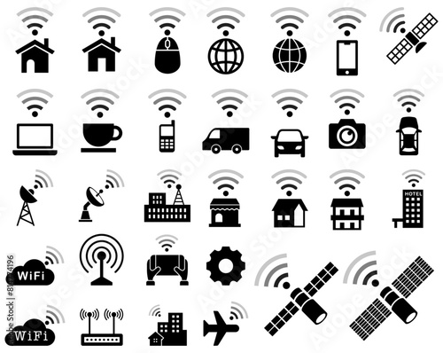 Wi-Fi and radio wave icon collection
