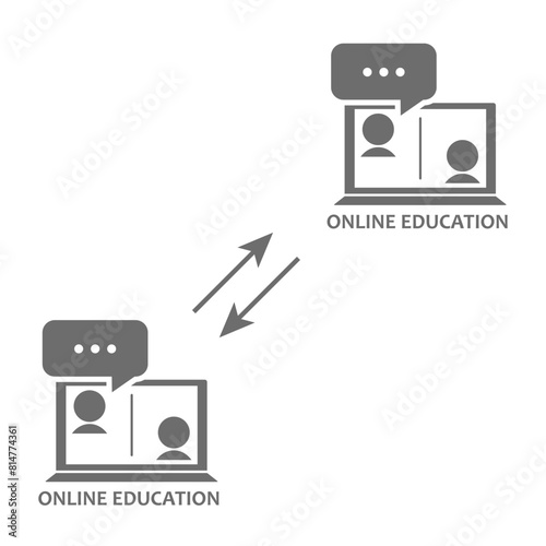 Vector illustration of online education. Distance education, advanced courses, e-learning