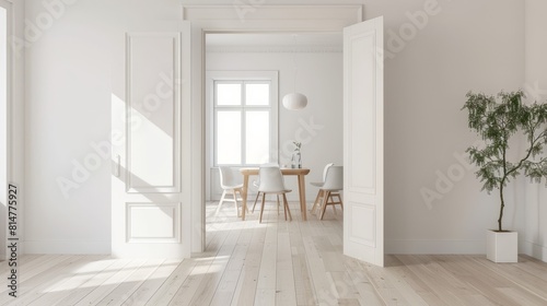 Minimalism of a subtle portal in a Scandinavian simplicity environment  clean and serene