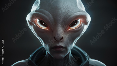 Alien Elegance: Portrait of a Fictional Creature with Unusual Eyes and Space Suit
