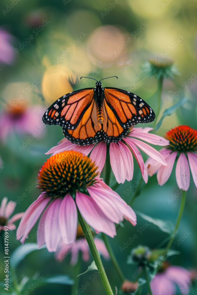 Monarch and Cone flower Monarch and Cone flower