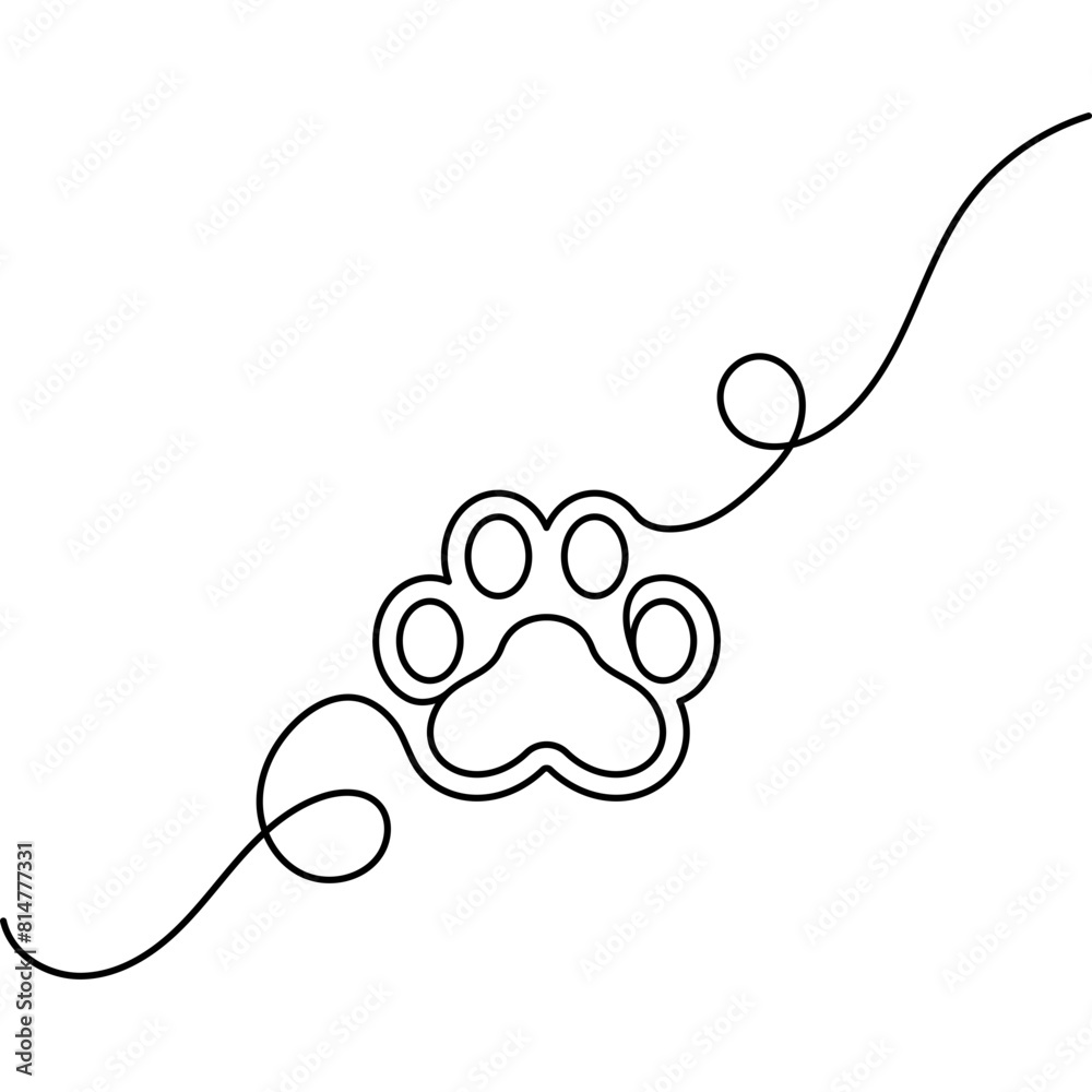 Obraz premium Cat Paw Single Line