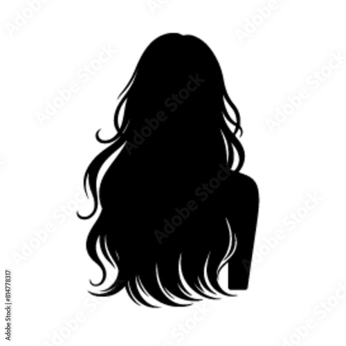 Female long hair vector silhouette