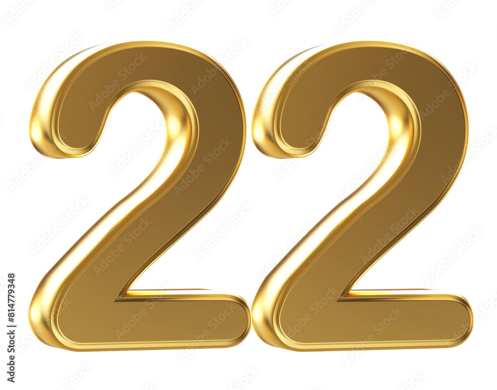 3d gold number 22