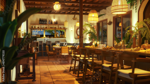 The cozy ambiance of a Brazilian girl dining at a charming restaurant
