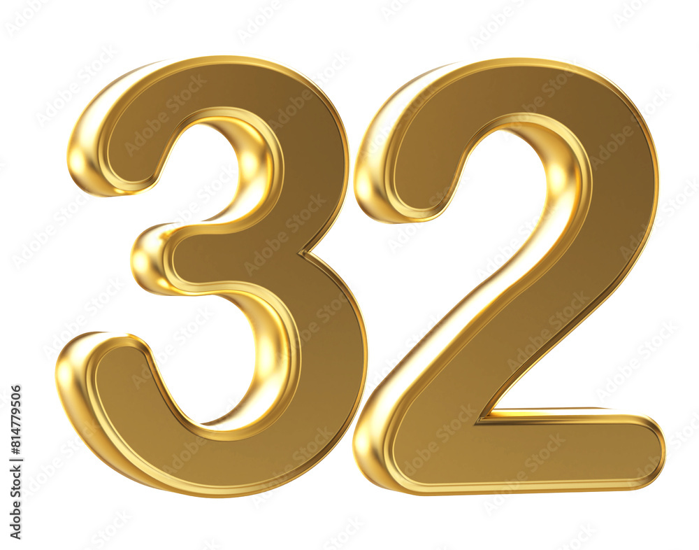 3d gold number 32 3d gold number 32