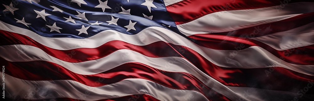 Fototapeta premium The American flag majestically waving, symbolizing patriotism and national pride