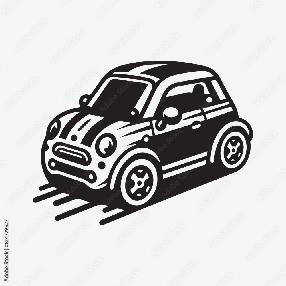 Microcar vector silhouette illustration. Vehicles types concept. Minimalistic icon with microcar. Small transport for two people. Linear design element for infographics.