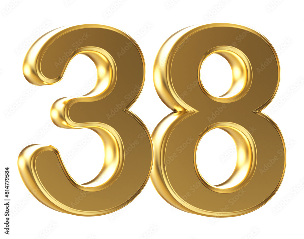 3d gold number 38 3d gold number 38