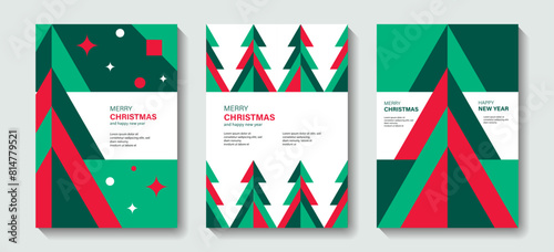 A set of  Merry Christmas and New Year greeting cards, posters, banner, holiday covers. Christmas templates with  in a modern minimalist style for the Internet, social network