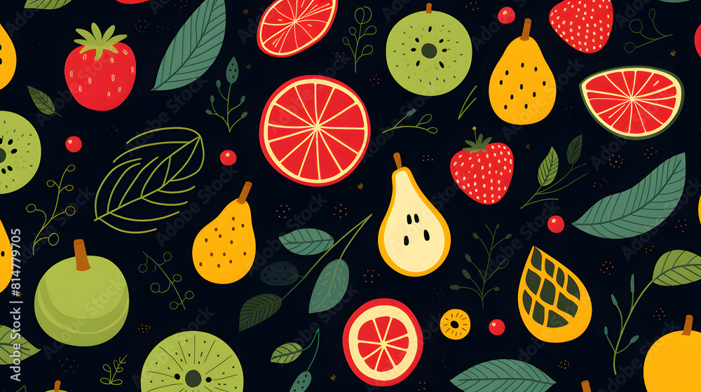 Digital fruit minimalist illustrator in a naive childish style abstract graphic poster background Digital fruit minimalist illustrator in a naive childish style abstract graphic poster background