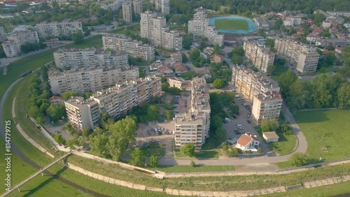 Tundzha river aerial , Yambol Bulgaria
