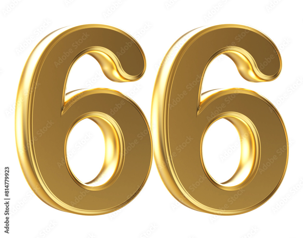 3d gold number 66 3d gold number 66