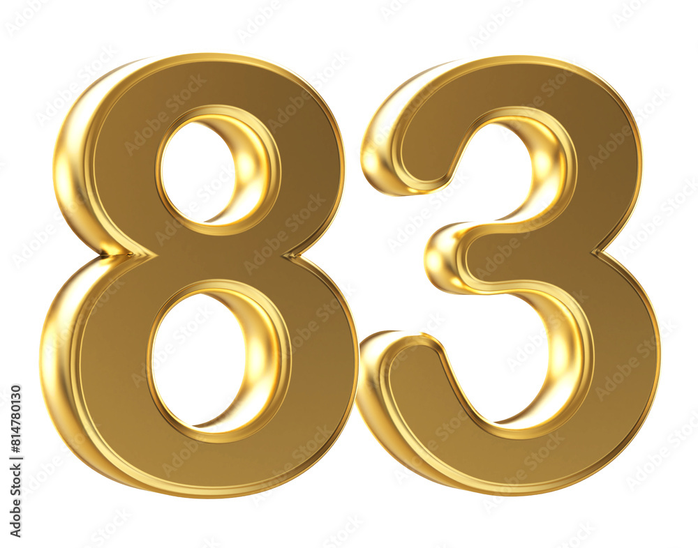 3d gold number 83 3d gold number 83