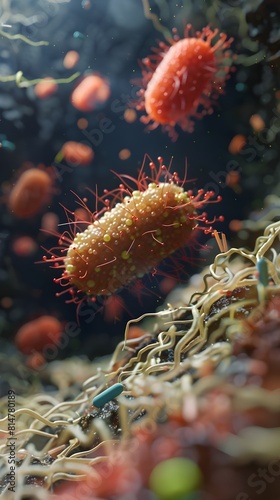 Microscopic Comparison of Free Living Bacteria and Intracellular Parasites in a Biological Ecosystem photo