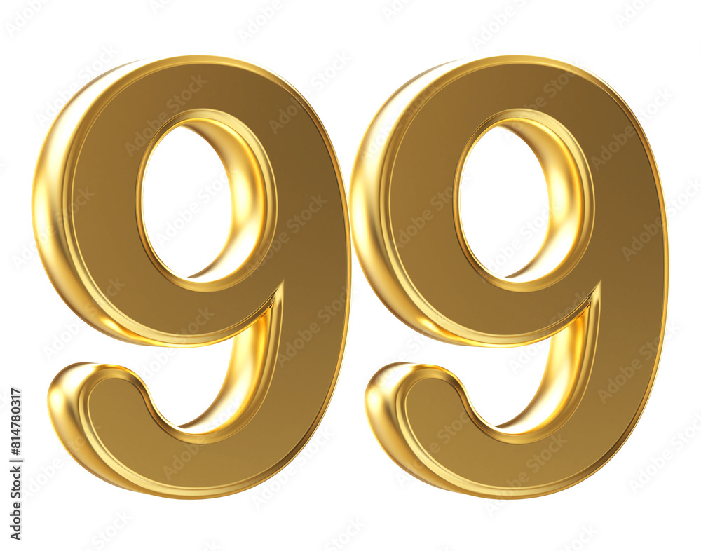 3d gold number 99